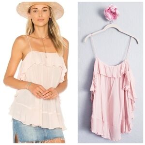 Free People Intimately Pink Cascading Ruffle Cami